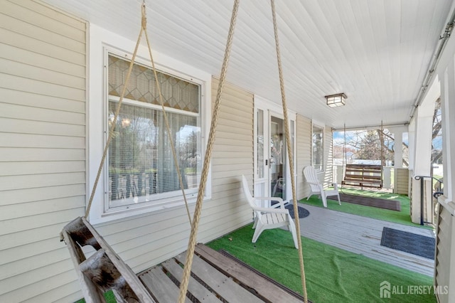 deck with a porch
