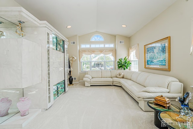 137 Murano Ave, Monroe, NJ 08831 - living room featuring vaulted ceiling and carpet flooring