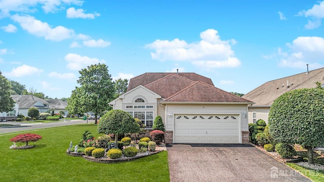 137 Murano Ave, Monroe, NJ 08831 - view of front of home with a garage, asphalt driveway, a front lawn, and brick siding