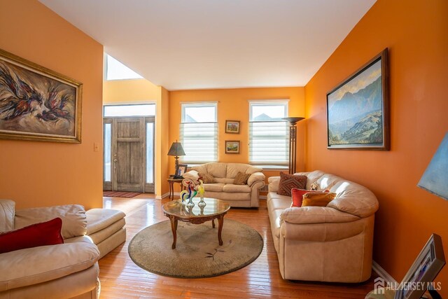 living room with light wood-type flooring