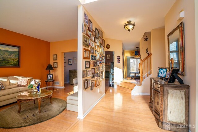 hall featuring light hardwood / wood-style flooring