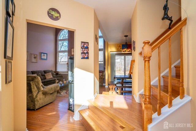 hallway featuring hardwood / wood-style flooring and a wealth of natural light