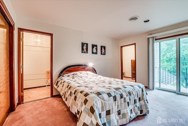16 Benedek Rd, Princeton, NJ 08540 - bedroom featuring light colored carpet, access to outside, and ensuite bath