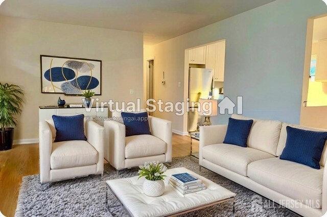 living room with light wood-type flooring