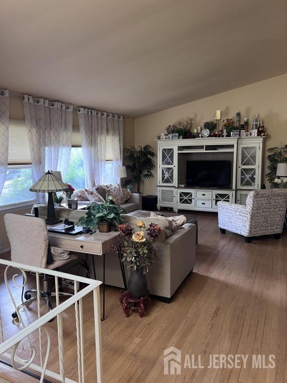 living room with hardwood / wood-style floors