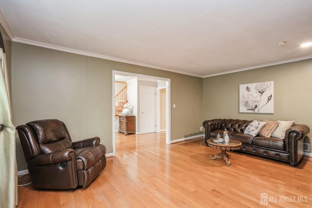 8 Appletree Ln, East Brunswick, NJ 08816 - living area with light wood finished floors, stairway, crown molding, and baseboards