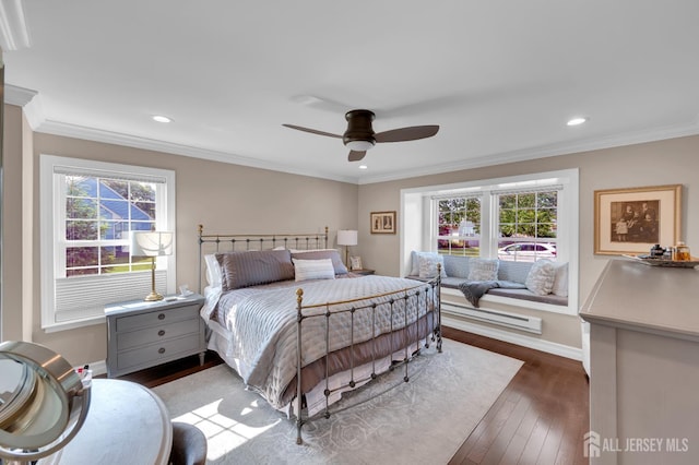 3 William Harrison Dr Unit A, Monroe, NJ 08831 - bedroom featuring multiple windows, hardwood / wood-style floors, baseboards, ornamental molding, and recessed lighting