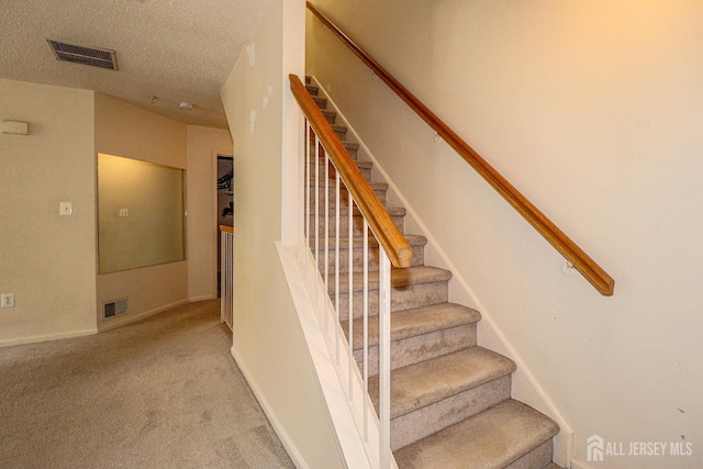 313 Prestwick Way, Edison, NJ 08820 - stairs with carpet floors and a textured ceiling