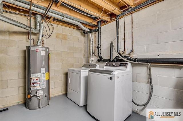 76 Letts Ct Unit 167, Old Bridge, NJ 07747 - washroom featuring gas water heater and washer and clothes dryer