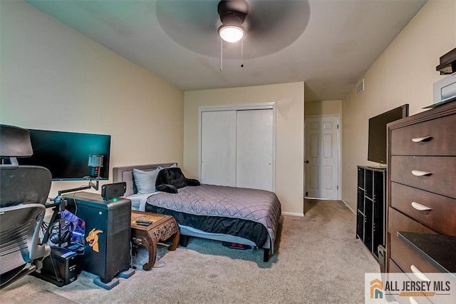 76 Letts Ct Unit 167, Old Bridge, NJ 07747 - bedroom with carpet flooring, a closet, and ceiling fan