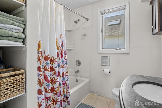 31 Riva Ave, Milltown, NJ 08850 - bathroom with tile patterned floors, toilet, a sink, shower / bath combo, and baseboards