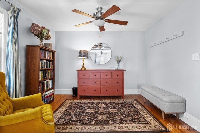 31 Riva Ave, Milltown, NJ 08850 - sitting room featuring wood finished floors, a ceiling fan, and baseboards