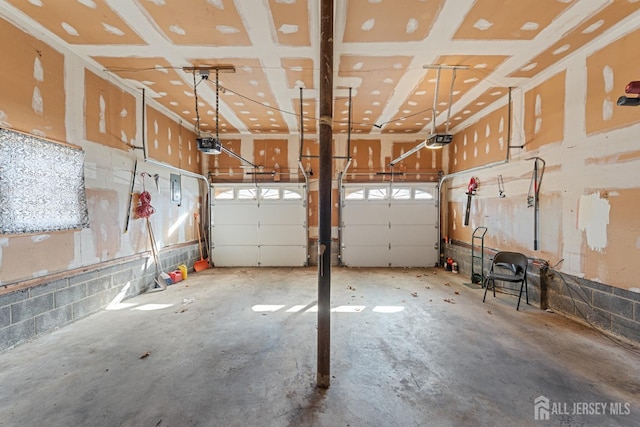 garage with a garage door opener