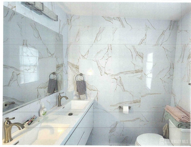 307 Poll Pl, Edison, NJ 08817 - bathroom featuring vanity and tile walls