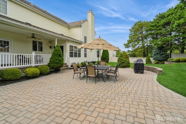 view of patio / terrace with ceiling fan