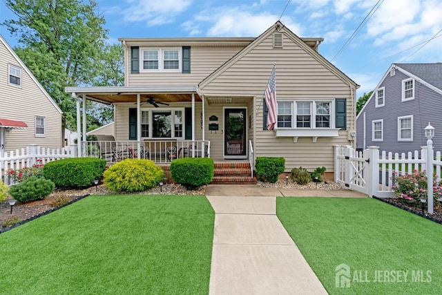 229 Harris Ave, Middlesex, NJ 08846 - bungalow-style house with covered porch, ceiling fan, and a gate