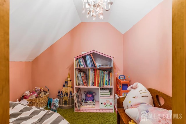 229 Harris Ave, Middlesex, NJ 08846 - carpeted bedroom featuring lofted ceiling and a chandelier