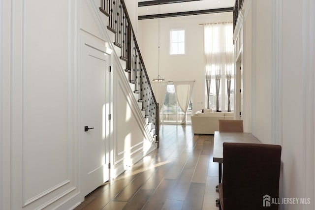 21 Cole Pl, Cranbury, NJ 08512 - entryway with stairway, a high ceiling, and wood finished floors