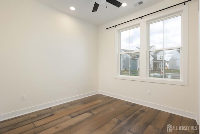 21 Cole Pl, Cranbury, NJ 08512 - unfurnished room featuring dark wood finished floors, ceiling fan, baseboards, and recessed lighting