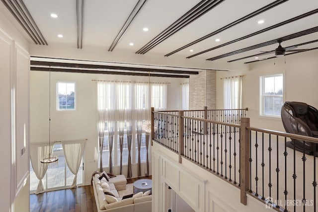 21 Cole Pl, Cranbury, NJ 08512 - hall featuring beamed ceiling, wood finished floors, and recessed lighting