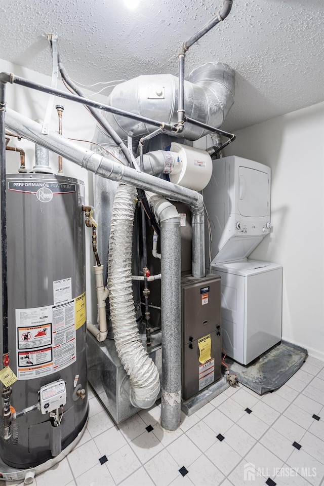 116 Prestwick Way, Edison, NJ 08820 - utility room with water heater and stacked washer / drying machine