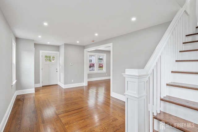 118 Hillside Ave, Woodbridge Proper, NJ 07095 - foyer entrance featuring stairs, recessed lighting, and light wood finished floors