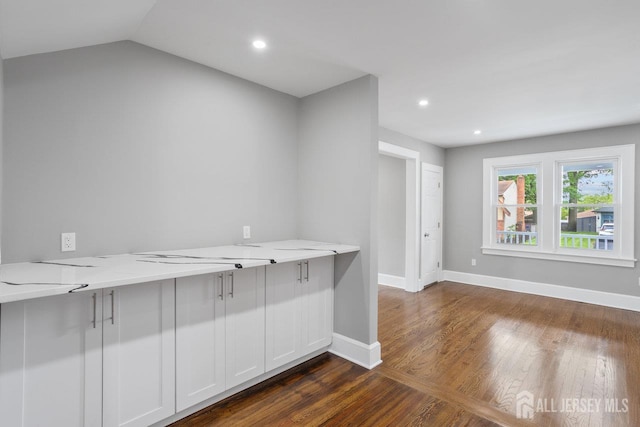 118 Hillside Ave, Woodbridge Proper, NJ 07095 - spare room featuring dark wood-style floors, recessed lighting, and lofted ceiling