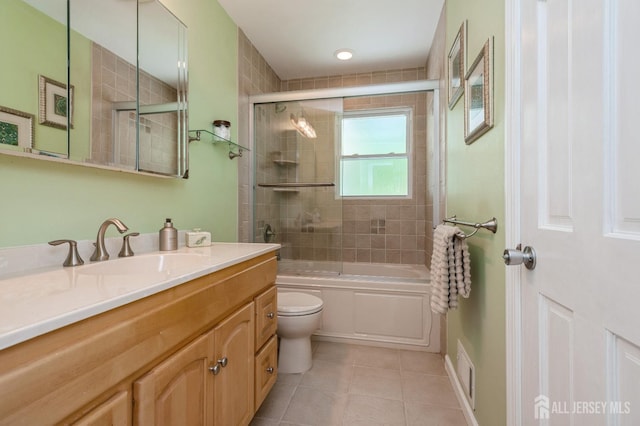 34 Bartman Rd, East Brunswick, NJ 08816 - bathroom featuring vanity, tile patterned floors, and shower / bath combination with glass door