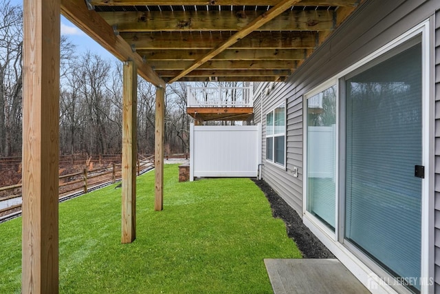 view of yard featuring fence