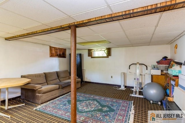 5 Berkley Blvd, Iselin, NJ 08830 - workout area with a drop ceiling, carpet, and baseboards