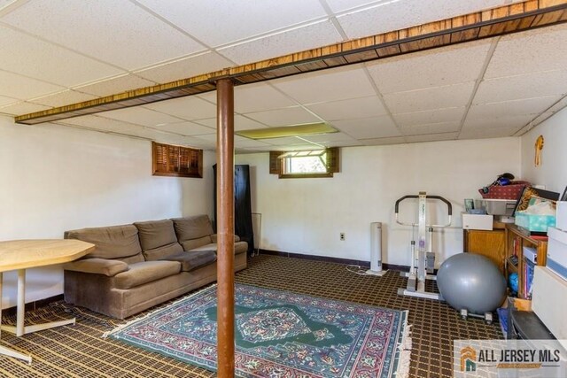 5 Berkley Blvd, Iselin, NJ 08830 - exercise room featuring a drop ceiling and carpet flooring