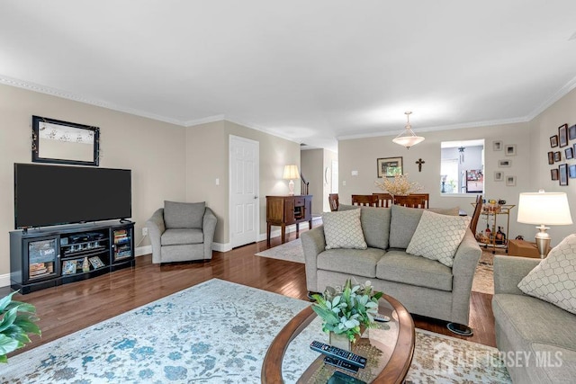 223 Perth Hill Ct, Matawan, NJ 07747 - living area with wood finished floors, crown molding, and baseboards