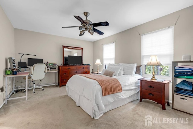 223 Perth Hill Ct, Matawan, NJ 07747 - bedroom featuring light carpet, a desk, and a ceiling fan