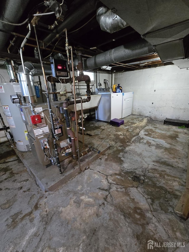 237 Prospect Ave, Dunellen, NJ 08812 - unfinished basement with washer and clothes dryer and water heater