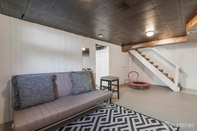 324 Greene Ave, Middlesex, NJ 08846 - living area featuring stairs and concrete flooring