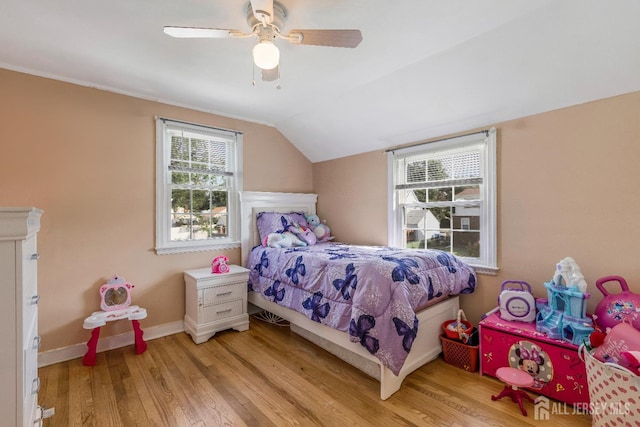 324 Greene Ave, Middlesex, NJ 08846 - bedroom featuring light wood-style flooring, vaulted ceiling, and a ceiling fan
