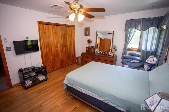 282 Bridgepoint Rd, Montgomery, NJ 08502 - bedroom with a closet, light wood-style floors, and ceiling fan