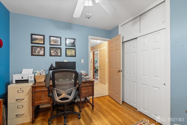 13 Quincy Rd, East Brunswick, NJ 08816 - home office featuring light wood finished floors and a ceiling fan