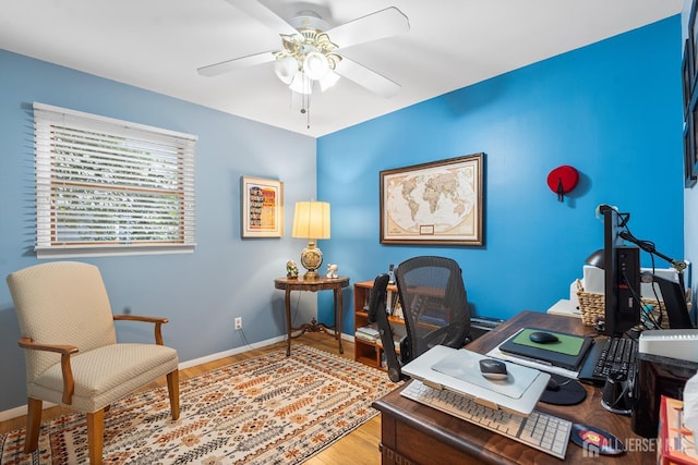 13 Quincy Rd, East Brunswick, NJ 08816 - home office with a ceiling fan and wood finished floors