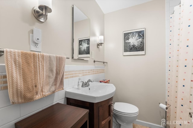 13 Quincy Rd, East Brunswick, NJ 08816 - full bath featuring vanity, a shower with shower curtain, and tile walls
