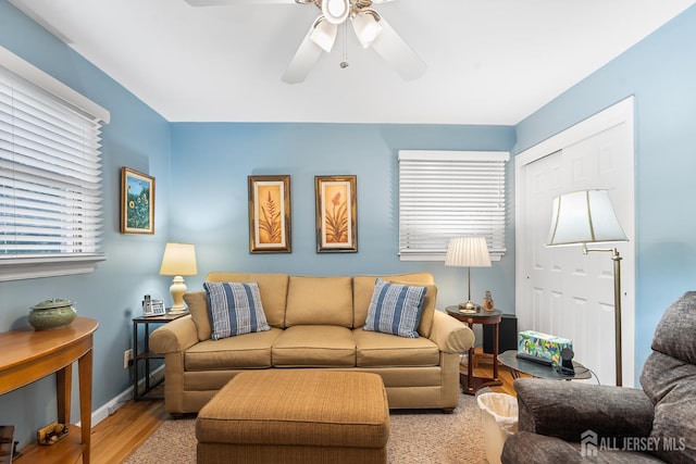 13 Quincy Rd, East Brunswick, NJ 08816 - living room featuring wood finished floors and a ceiling fan