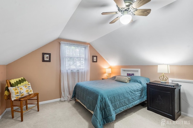 13 Quincy Rd, East Brunswick, NJ 08816 - bedroom with a ceiling fan, light colored carpet, and vaulted ceiling