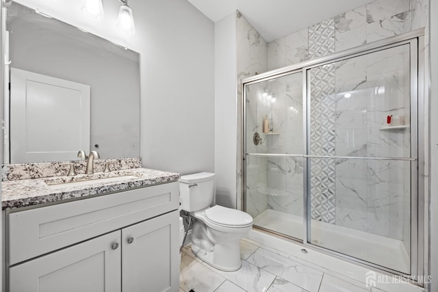 767 Coolidge Ave, Woodbridge Proper, NJ 07095 - full bathroom featuring marble finish flooring, toilet, vanity, and a marble finish shower
