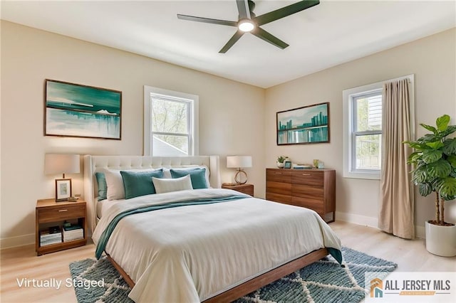 32 Campbell Ave, Edison, NJ 08817 - bedroom featuring light wood-style flooring, baseboards, and ceiling fan