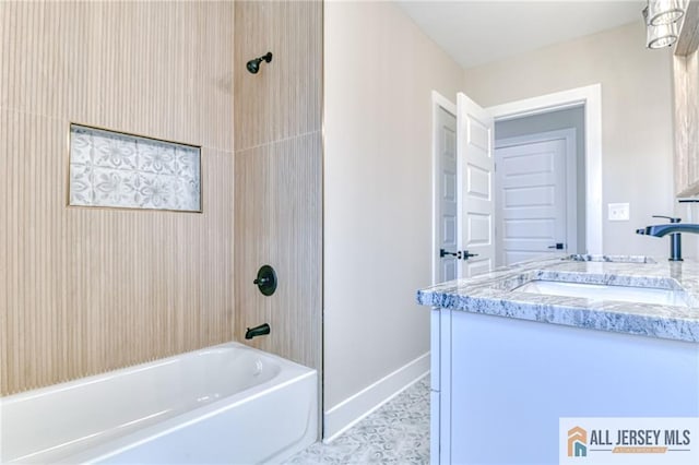 32 Campbell Ave, Edison, NJ 08817 - bathroom with tub / shower combination, baseboards, and vanity