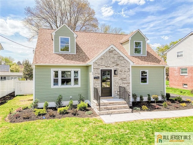 32 Campbell Ave, Edison, NJ 08817 - cape cod home featuring stone siding and a shingled roof