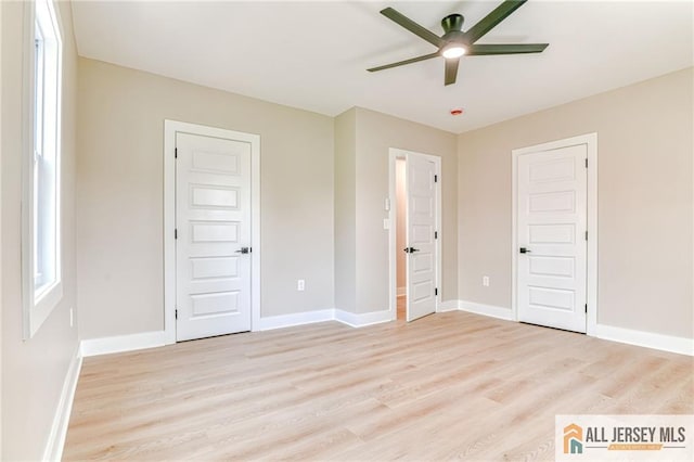32 Campbell Ave, Edison, NJ 08817 - unfurnished bedroom with light wood-style floors, baseboards, and ceiling fan