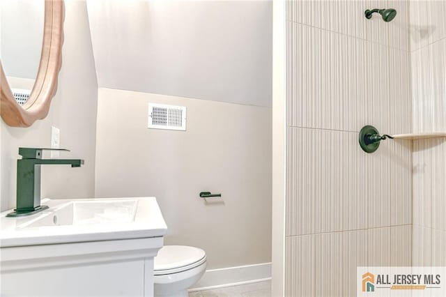 32 Campbell Ave, Edison, NJ 08817 - bathroom with toilet, tile patterned floors, vanity, baseboards, and a shower
