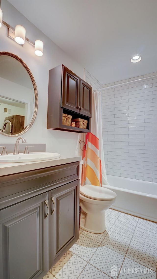 2413 Old Stone Mill Dr, East Windsor, NJ 08512 - full bath featuring vanity, toilet, shower / tub combo, and recessed lighting