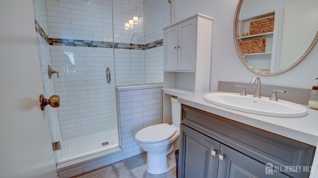 2413 Old Stone Mill Dr, East Windsor, NJ 08512 - bathroom with a stall shower, toilet, and vanity